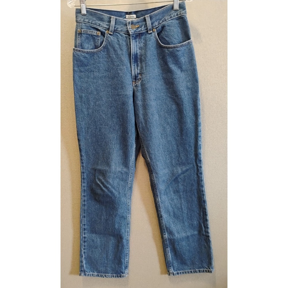 L L Bean Clasic Fit Straight Jeans Size 8 100% Cotton High Rise
